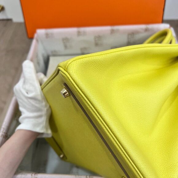 100% Authentic Hermès Epsom Birkin 35 Lime GHW Stamp Q - Picture 4 of 11
